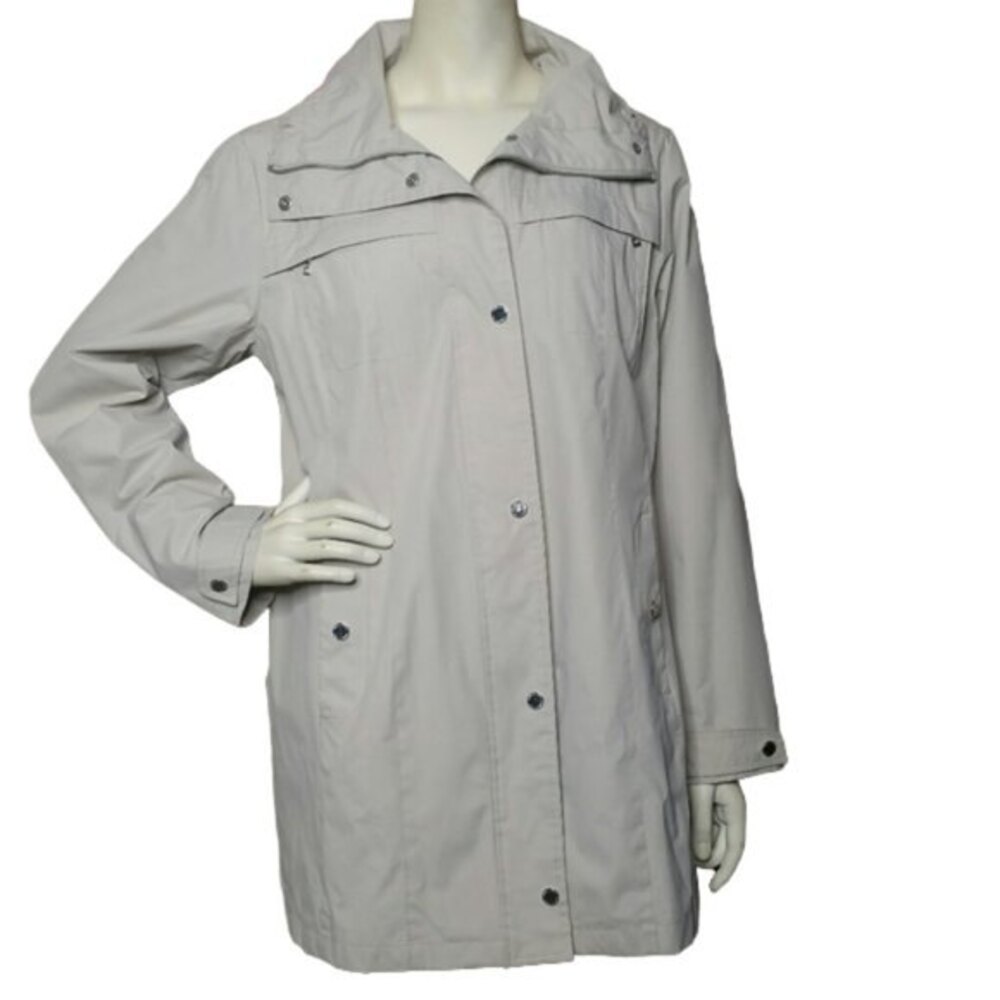 London Fog Tan Short Trench Coat Raincoat Coat Jacket Womens Size Large
